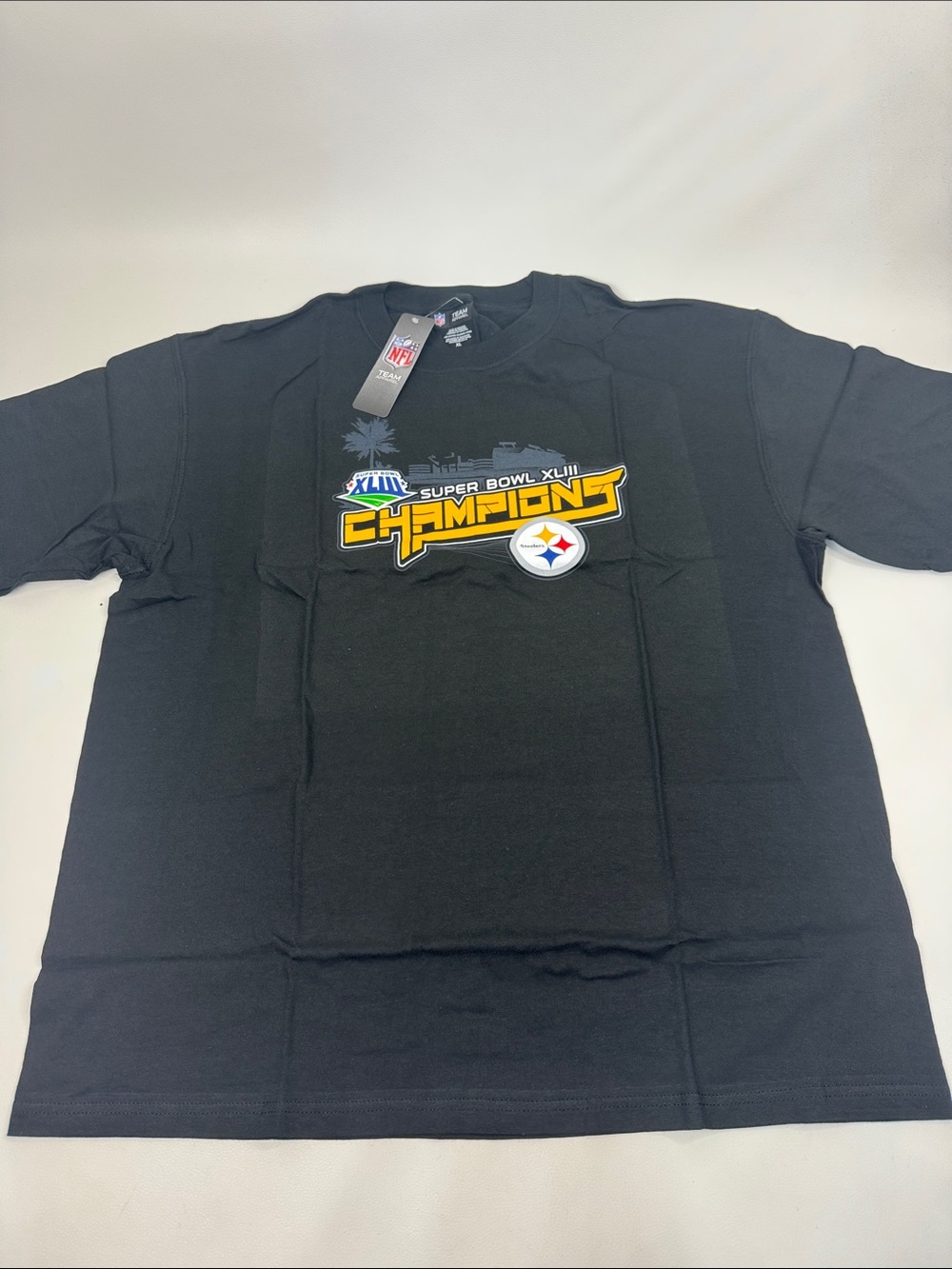 Pittsburgh Steelers Black Super Bowl XLIII Champions Short Sleeve Tee XL NEW NWT